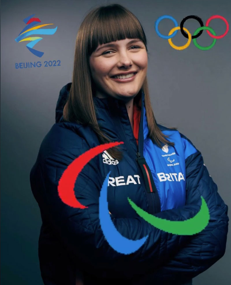 Millie Knight representing ParalympicsGB at the Beijing 2022 Winter Paralympics